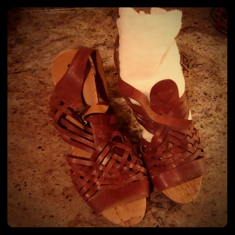 Brown leather shoe